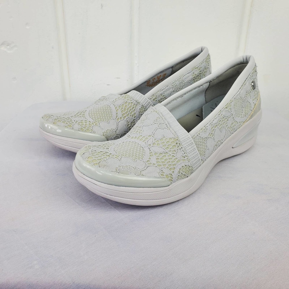 Bzees Flirty Gray Lace Slip On Cushioned Sneakers Women's Size 6M